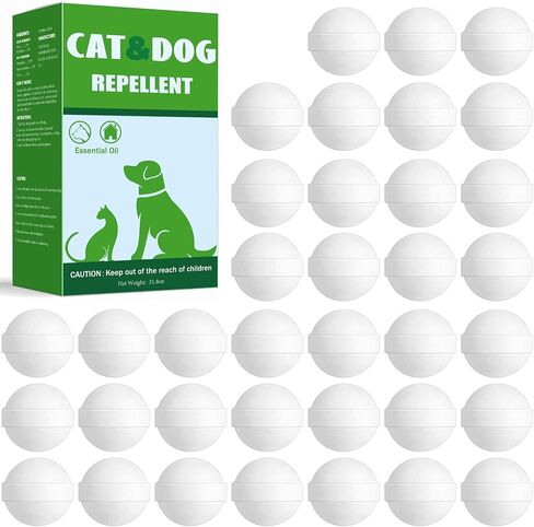 36 Pack Stray Cats and Dogs Repellent Balls for Outdoor, Natural Peppermint Oil to Keep Cat Scratch Away from Indoor Furniture, Lawns, Yards, Gardens, Safe for Humans & Pets in Kuwait