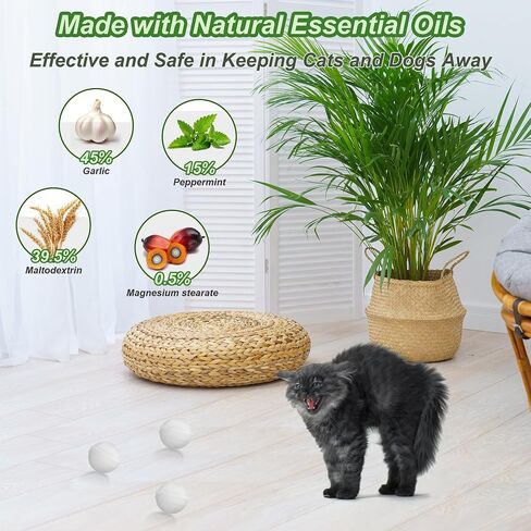 36 Pack Stray Cats and Dogs Repellent Balls for Outdoor, Natural Peppermint Oil to Keep Cat Scratch Away from Indoor Furniture, Lawns, Yards, Gardens, Safe for Humans & Pets in Kuwait