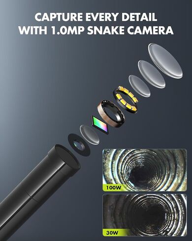 كاميرا المنظار مع الضوء، Anykit 1080P HD Borescope مع 8 مصابيح LED، منظار USB مع كاميرا ثعبان شبه صلبة بطول 16.5 قدم، كاميرا فحص مقاومة للماء IP67 لهواتف iPhone، iPad، OTG Android in Kuwait