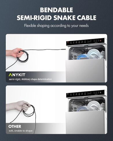 كاميرا المنظار مع الضوء، Anykit 1080P HD Borescope مع 8 مصابيح LED، منظار USB مع كاميرا ثعبان شبه صلبة بطول 16.5 قدم، كاميرا فحص مقاومة للماء IP67 لهواتف iPhone، iPad، OTG Android in Kuwait