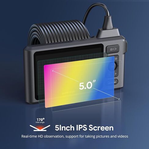 50FT Sewer Inspection Camera,DEPSTECH 1080P Dual Lens Endoscope Camera with Lights, 5" IPS Screen Borescope,Split Screen, IP67 Waterproof Snake Camera,7.9mm Scope Camera for Wall Drain Pipe Automotive in Saudi Arabia