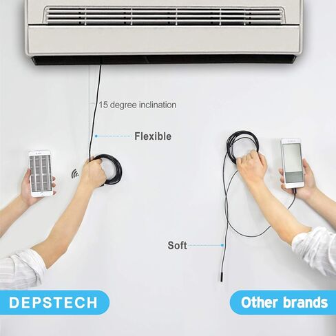 منظار DEPSTECH اللاسلكي، IP67 مقاوم للماء واي فاي بوريسكوب التفتيش 2.0 ميجابيكسل HD كاميرا ثعبان للهواتف الذكية Android وiOS، iPhone، iPad، Samsung - أسود (11.5FT) in Kuwait