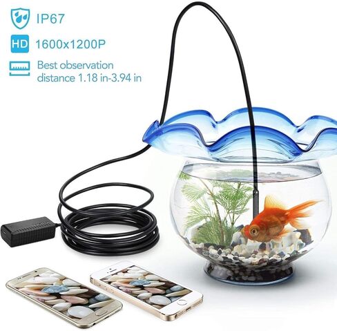 منظار DEPSTECH اللاسلكي، IP67 مقاوم للماء واي فاي بوريسكوب التفتيش 2.0 ميجابيكسل HD كاميرا ثعبان للهواتف الذكية Android وiOS، iPhone، iPad، Samsung - أسود (11.5FT) in Kuwait