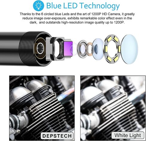DEPSTECH Wireless Endoscope, IP67 Waterproof WiFi Borescope Inspection 2.0 Megapixels HD Snake Camera for Android and iOS Smartphone, iPhone, iPad, Samsung -Black(11.5FT) in Saudi Arabia