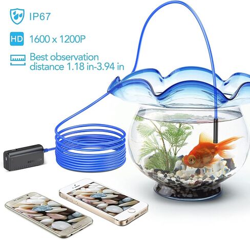 DEPSTECH Wireless Endoscope, IP67 Waterproof WiFi Borescope Inspection 2.0 Megapixels HD Snake Camera for Android and iOS Smartphone, iPhone, iPad, Samsung -Black(11.5FT) in Saudi Arabia