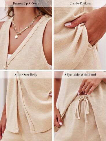 Imily Bela Womens Maternity Nursing Pajama Sets Tank Tops Shorts Set 2 Piece Pregnancy PJS Sleepwear in Saudi Arabia