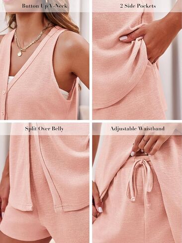 Imily Bela Womens Maternity Nursing Pajama Sets Tank Tops Shorts Set 2 Piece Pregnancy PJS Sleepwear in Saudi Arabia