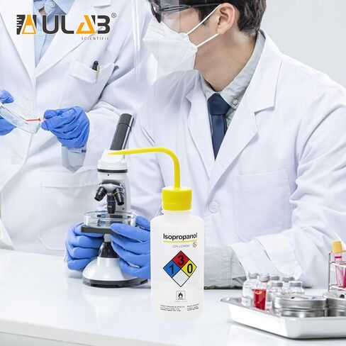 مجموعة زجاجات الغسيل العلمية من ULAB، واحدة من كل زجاجات غسيل آمنة للتهوية الذاتية من الماء المقطر والأسيتون، حجم 500 مل، مادة LDPE، قطعة واحدة من زجاجة غسيل عامة واسعة الفم، مادة LDPE in Kuwait