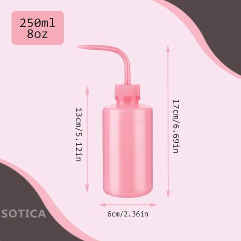Sotica Wash Bottles - 3pcs Pink Squeeze Bottles 8oz tattoo bottles 250ml Narrow Mouth Squirt Bottles with Scale Labels Spray Bottles for Tattoo Medical Lab Succulent Watering Lash Extension Supplies in Saudi Arabia