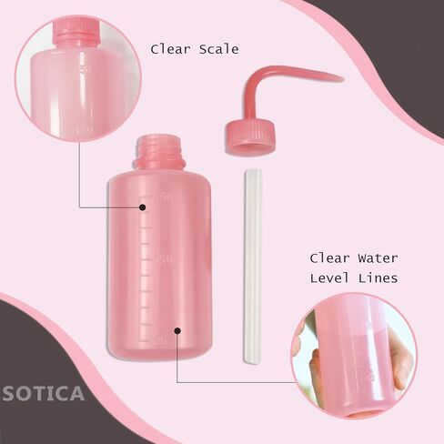 Sotica Wash Bottles - 3pcs Pink Squeeze Bottles 8oz tattoo bottles 250ml Narrow Mouth Squirt Bottles with Scale Labels Spray Bottles for Tattoo Medical Lab Succulent Watering Lash Extension Supplies in Saudi Arabia
