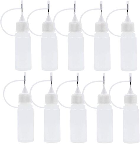 AKOAK 12 Pcs Plastic Squeezable Tip Applicator Bottle,Dropper Bottles with Needle Tip Caps for Glue/Liquid/Oil,Capacity 15ml (Black cap) in Saudi Arabia