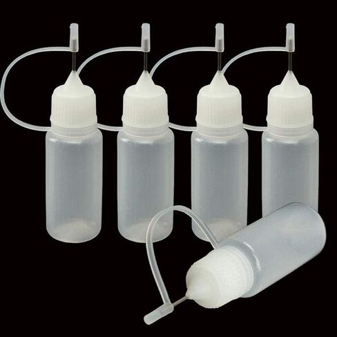 AKOAK 12 Pcs Plastic Squeezable Tip Applicator Bottle,Dropper Bottles with Needle Tip Caps for Glue/Liquid/Oil,Capacity 15ml (Black cap) in Saudi Arabia