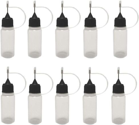 AKOAK 12 Pcs Plastic Squeezable Tip Applicator Bottle,Dropper Bottles with Needle Tip Caps for Glue/Liquid/Oil,Capacity 15ml (Black cap) in Saudi Arabia