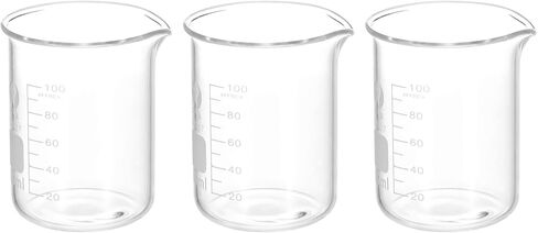 PATIKIL 3Pcs 10ml Low Form Glass Beaker, 3.3 Borosilicate Glass Graduated Printed Scale Measuring Cups with Spout for Kitchen Lab Liquids in Kuwait