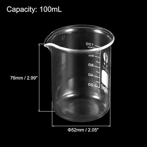 PATIKIL 3Pcs 10ml Low Form Glass Beaker, 3.3 Borosilicate Glass Graduated Printed Scale Measuring Cups with Spout for Kitchen Lab Liquids in Kuwait