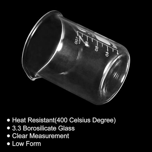 PATIKIL 3Pcs 10ml Low Form Glass Beaker, 3.3 Borosilicate Glass Graduated Printed Scale Measuring Cups with Spout for Kitchen Lab Liquids in Kuwait