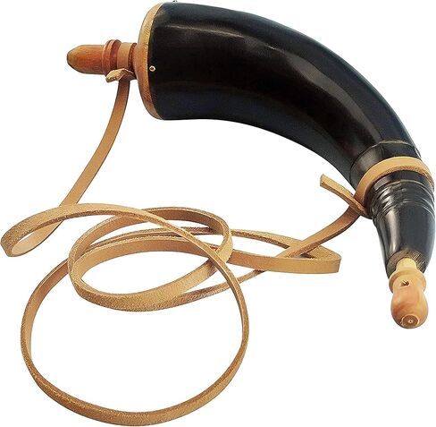 قرن مسحوق منحوت يدويًا من Mythrojan، قرن مسحوق أسود للبنادق، ملحقات إعادة تمثيل الحرب الأهلية، قرن مسحوق بندقية مع حزام، نسخة طبق الأصل من لوازم تحميل الكمامة، إعادة تمثيل رجل الجبل in Kuwait