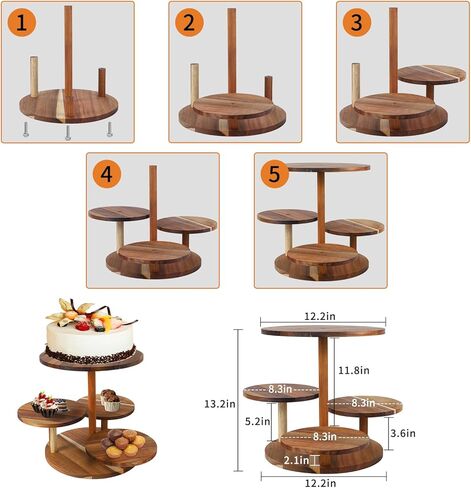 مجموعة من 4 رافعات بوفيه خشبية، ورافعات عرض طعام مربعة للبيع بالتجزئة للحفلات، وحوامل بيتزا من الخشب المحروق والأسلاك المعدنية السوداء للتقديم in Kuwait