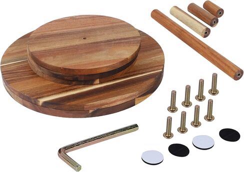 مجموعة من 4 رافعات بوفيه خشبية، ورافعات عرض طعام مربعة للبيع بالتجزئة للحفلات، وحوامل بيتزا من الخشب المحروق والأسلاك المعدنية السوداء للتقديم in Kuwait