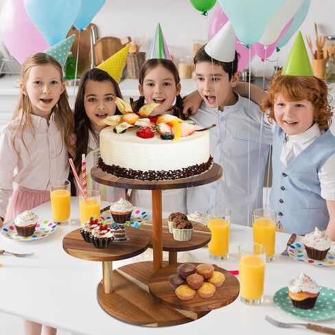 مجموعة من 4 رافعات بوفيه خشبية، ورافعات عرض طعام مربعة للبيع بالتجزئة للحفلات، وحوامل بيتزا من الخشب المحروق والأسلاك المعدنية السوداء للتقديم in Kuwait