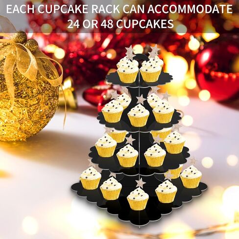 4-Tier Pink Cupcake Stand Tower, 2 Pack Cardboard Cup Cake Holder, Cupcake Display for 48 Cupcakes, Perfect for Baby Shower Party Supplies Dessert Birthday Theme Decoration in Saudi Arabia