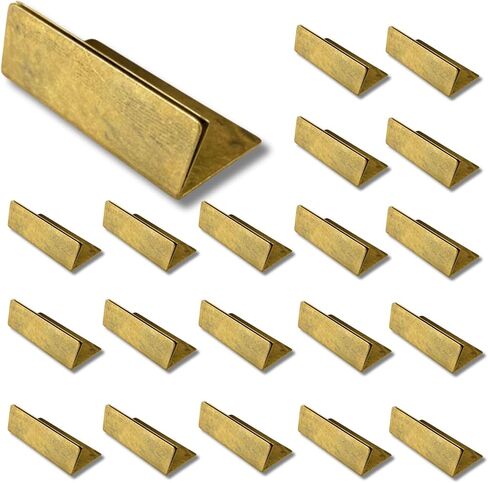 Place Card Holders Gold Brass 20Pcs Wide Size Vintage Finish Table Card Holder Antique Small Table Card Stands Memo Price Tags Reception Party Photo in Saudi Arabia