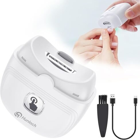 Automatic Electric Nail Clipper with 3-Speeds Levels and Nail Clip Storage, LCD Light, Safety Nail Clipper, USB Rechargeable Suitable for Babies,Children, Adults and Seniors(White) in Kuwait