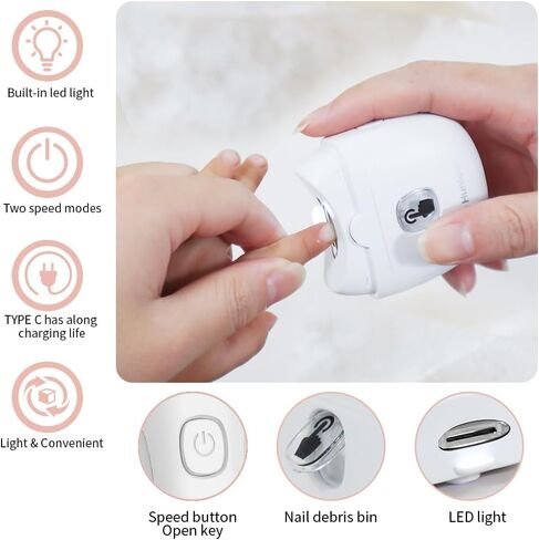 Automatic Electric Nail Clipper with 3-Speeds Levels and Nail Clip Storage, LCD Light, Safety Nail Clipper, USB Rechargeable Suitable for Babies,Children, Adults and Seniors(White) in Kuwait