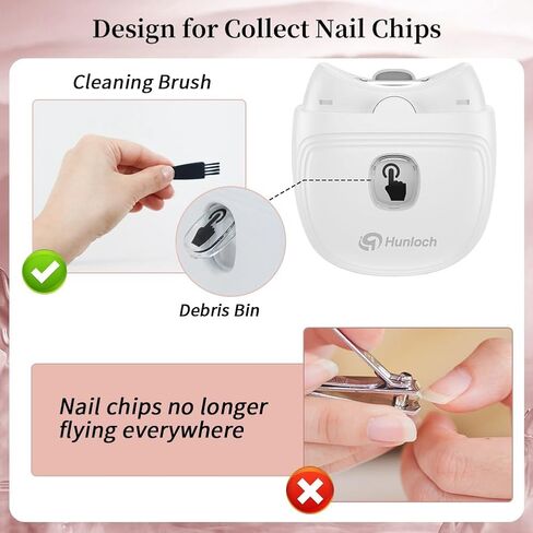 Automatic Electric Nail Clipper with 3-Speeds Levels and Nail Clip Storage, LCD Light, Safety Nail Clipper, USB Rechargeable Suitable for Babies,Children, Adults and Seniors(White) in Kuwait