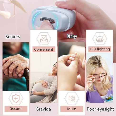 Automatic Electric Nail Clipper with 3-Speeds Levels and Nail Clip Storage, LCD Light, Safety Nail Clipper, USB Rechargeable Suitable for Babies,Children, Adults and Seniors(White) in Kuwait