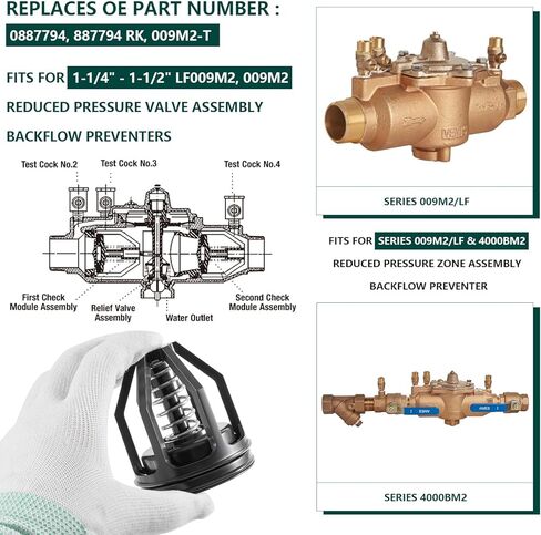0887794 009M2 1-1/4" - 1-1/2" طقم إصلاح إجمالي لمنطقة الضغط المنخفض، للسلسلة 009M2/LF & 4000BM2، التجنيب 0887794 887794 RK 009M2-T in Saudi Arabia