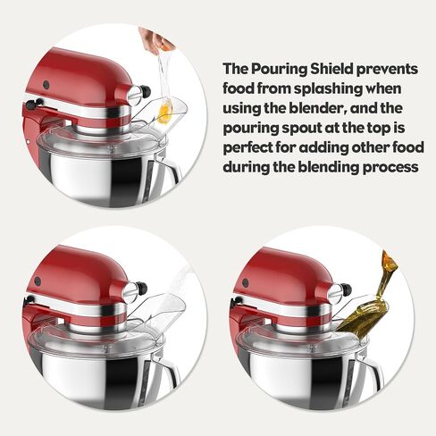 Pouring Shield for KitchenAid 4.5-5QT Mixer Bowl(Stainless Steel, Glass, Ceramic) - Secure Fit Splash Guard for KitchenAid Tilt-Head Stand Mixers and Dishwasher Safe in Kuwait