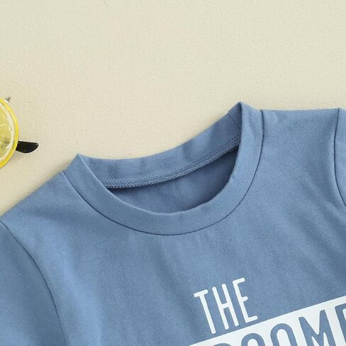 Toddler Baby Boy Clothes Mamas Little Boy Summer Outfit Short Sleeve Letter T Shirt Tops Newborn Rolled Shorts Set in Saudi Arabia