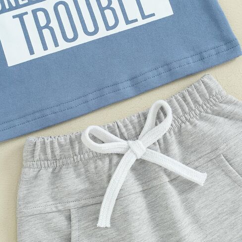 Toddler Baby Boy Clothes Mamas Little Boy Summer Outfit Short Sleeve Letter T Shirt Tops Newborn Rolled Shorts Set in Saudi Arabia