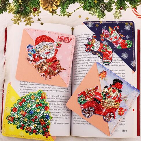 BSRESIN Christmas Diamond Art Bookmarks, 4 PCS Cute Diamond Art Bookmarks for Book Lovers, Christmas Gift DIY Diamond Art Accessories, Diamond Art Kits for Adults in Kuwait