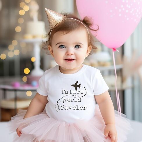 Future World Traveler Bodysuit Cute Pregnancy Announcement Reveal Romper Infant Adventure Shower Gift (0-6 Months, Funny Print-Short Sleeve Romper) in Saudi Arabia