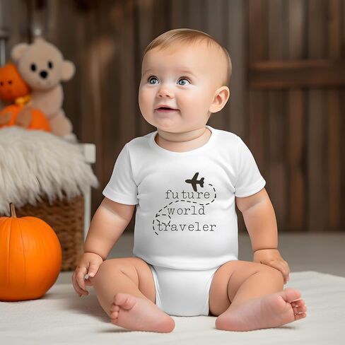 Future World Traveler Bodysuit Cute Pregnancy Announcement Reveal Romper Infant Adventure Shower Gift (0-6 Months, Funny Print-Short Sleeve Romper) in Saudi Arabia