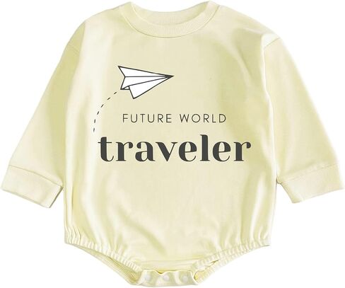 فيوتشر وورلد ترافيلر بدلة لطيفة للإعلان عن الحمل تكشف عن رومبر هدية استحمام للرضع (0-6 أشهر، طباعة مرحة - رومبر قصير الأكمام) in Kuwait