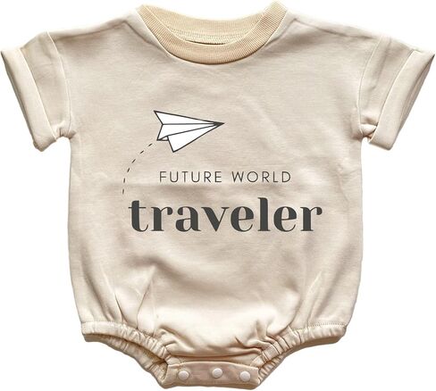 Future World Traveler Bodysuit Cute Pregnancy Announcement Reveal Romper Infant Adventure Shower Gift (0-6 Months, Funny Print-Short Sleeve Romper) in Saudi Arabia