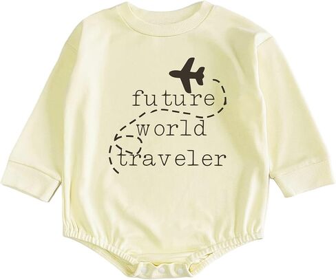 Future World Traveler Bodysuit Cute Pregnancy Announcement Reveal Romper Infant Adventure Shower Gift (0-6 Months, Funny Print-Short Sleeve Romper) in Saudi Arabia