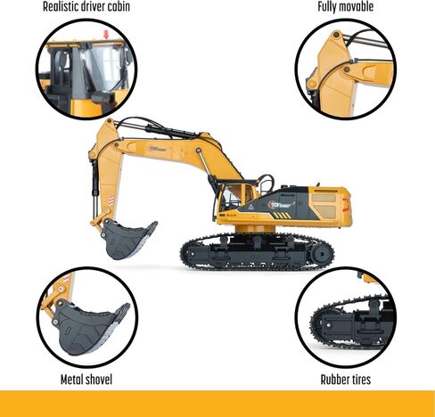 لعبة حفار توب ريس 22 قناة كاملة الوظائف للتحكم عن بعد 〡مركبات البناء للأولاد بمقياس 1:50〡جهاز إرسال 2.4 جيجا هرتز ومجرفة معدنية〡هدية مثالية للأولاد والبنات - TR 211K in Kuwait