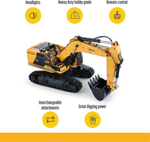 لعبة حفار توب ريس 22 قناة كاملة الوظائف للتحكم عن بعد 〡مركبات البناء للأولاد بمقياس 1:50〡جهاز إرسال 2.4 جيجا هرتز ومجرفة معدنية〡هدية مثالية للأولاد والبنات - TR 211K in Kuwait