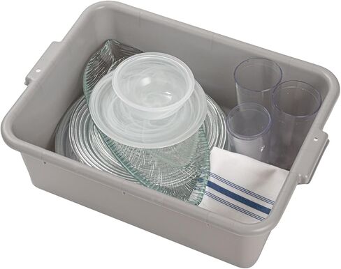 حوض أدوات المطاعم فقط: حوض حافلة المطبخ RW Clean مقاس 20 × 15 × 7 بوصة، 1 صندوق أدوات متين للحافلة - مقابض سهلة الإمساك، صندوق حافلة بلاستيكي رمادي قابل للتجميد للمطاعم أو خدمات تقديم الطعام in Kuwait