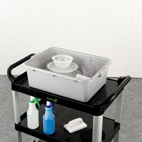 حوض أدوات المطاعم فقط: حوض حافلة المطبخ RW Clean مقاس 20 × 15 × 7 بوصة، 1 صندوق أدوات متين للحافلة - مقابض سهلة الإمساك، صندوق حافلة بلاستيكي رمادي قابل للتجميد للمطاعم أو خدمات تقديم الطعام in Kuwait