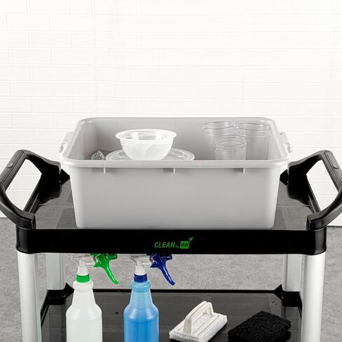 حوض أدوات المطاعم فقط: حوض حافلة المطبخ RW Clean مقاس 20 × 15 × 7 بوصة، 1 صندوق أدوات متين للحافلة - مقابض سهلة الإمساك، صندوق حافلة بلاستيكي رمادي قابل للتجميد للمطاعم أو خدمات تقديم الطعام in Kuwait
