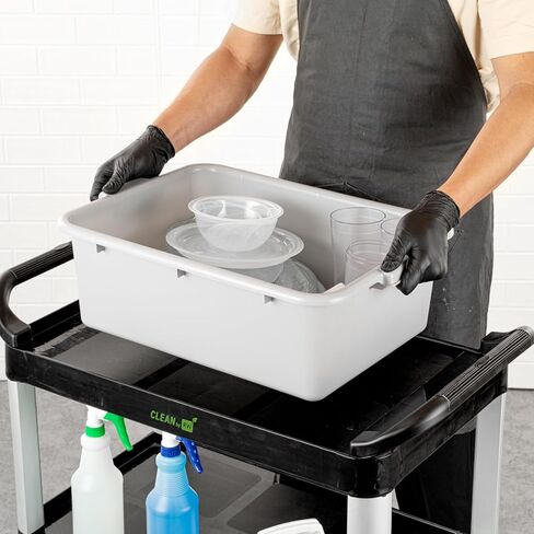 حوض أدوات المطاعم فقط: حوض حافلة المطبخ RW Clean مقاس 20 × 15 × 7 بوصة، 1 صندوق أدوات متين للحافلة - مقابض سهلة الإمساك، صندوق حافلة بلاستيكي رمادي قابل للتجميد للمطاعم أو خدمات تقديم الطعام in Kuwait