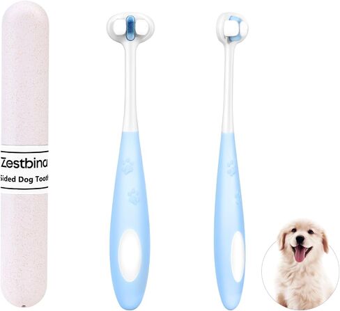 Ultra Soft Nano Bristles Dog Toothbrush,Pet Dental Care Kit,3 Sided Design for Easy Teeth Cleaning,Suitable for All Dogs,for Your Pet's Sensitive Teeth and Gums in Saudi Arabia