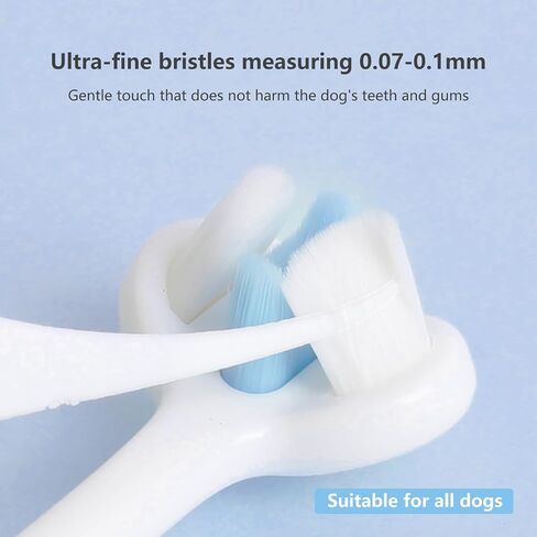 Ultra Soft Nano Bristles Dog Toothbrush,Pet Dental Care Kit,3 Sided Design for Easy Teeth Cleaning,Suitable for All Dogs,for Your Pet's Sensitive Teeth and Gums in Saudi Arabia