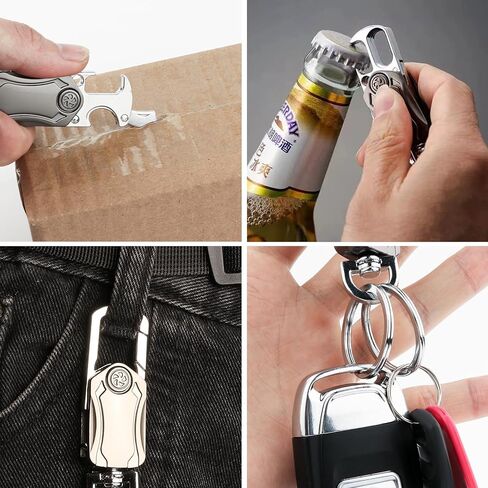 سلاسل مفاتيح لمفاتيح السيارة - سلسلة مفاتيح معدنية، سلسلة مفاتيح سيارة شديدة التحمل للرجال والنساء، قابلة للدوران 360 درجة، فتاحة زجاجات، سبينر، سلاسل مفاتيح سيارة متعددة الوظائف in Kuwait