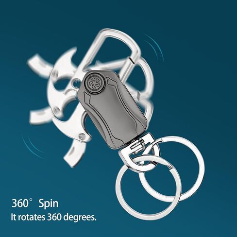 سلاسل مفاتيح لمفاتيح السيارة - سلسلة مفاتيح معدنية، سلسلة مفاتيح سيارة شديدة التحمل للرجال والنساء، قابلة للدوران 360 درجة، فتاحة زجاجات، سبينر، سلاسل مفاتيح سيارة متعددة الوظائف in Kuwait